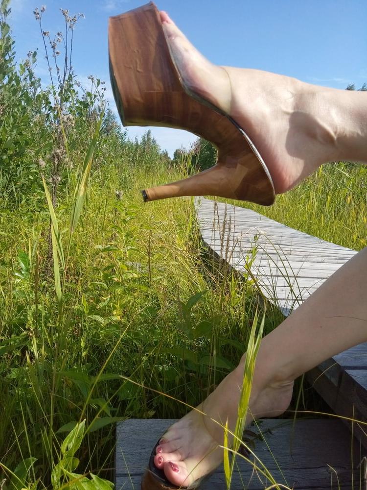 24P Lady L sexy wooden mules.