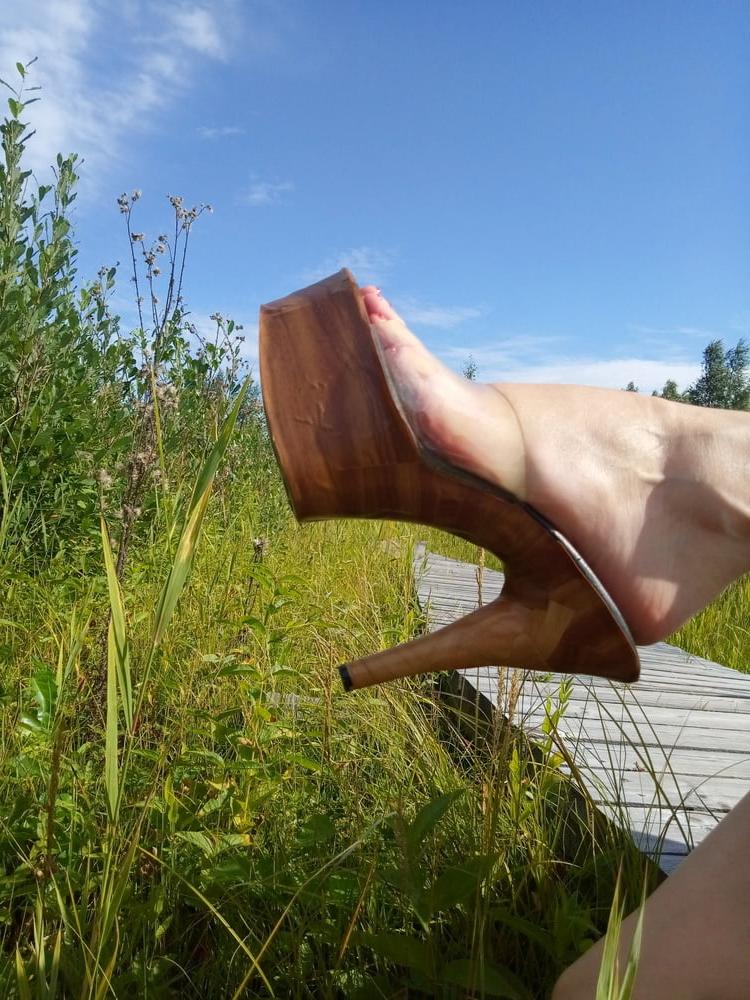 24P Lady L sexy wooden mules.