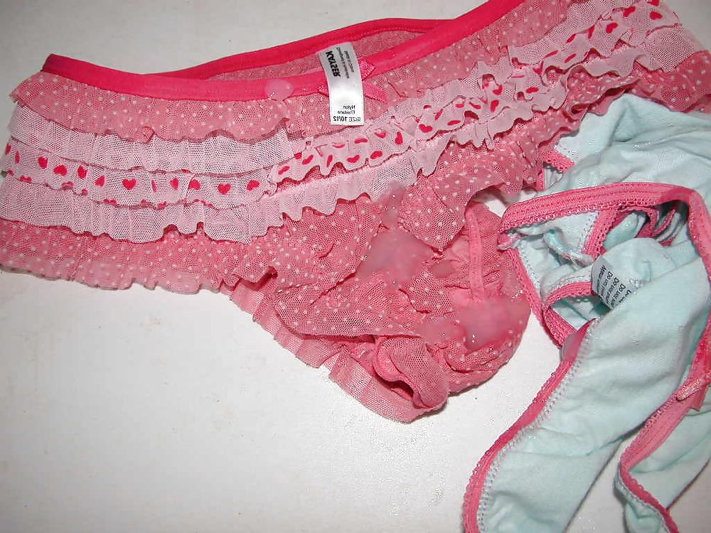 14P Sperm on pink lace panties