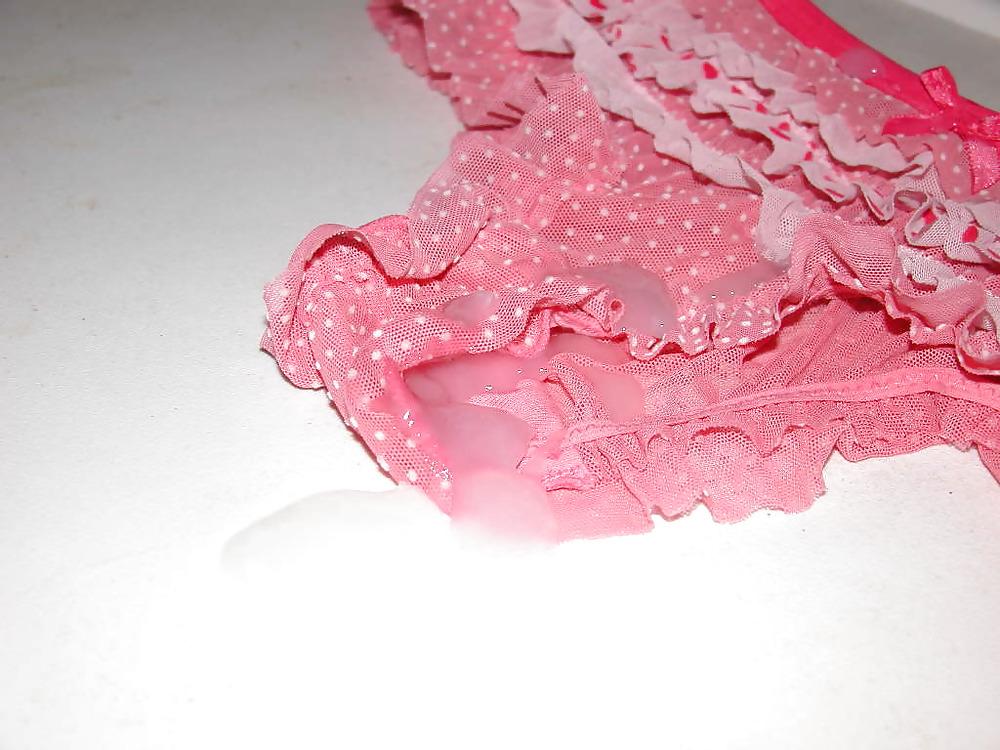14P Sperm on pink lace panties