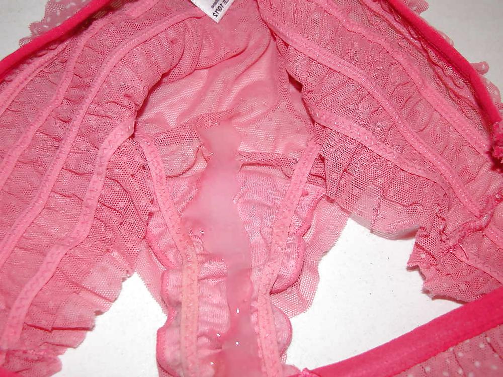 14P Sperm on pink lace panties