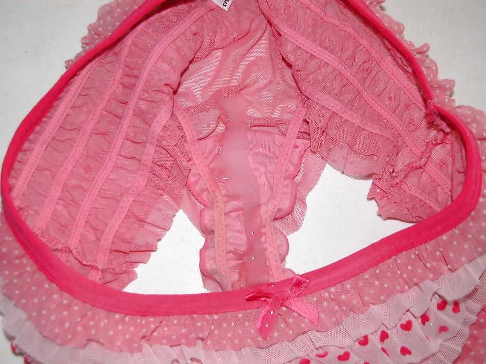 14P Sperm on pink lace panties
