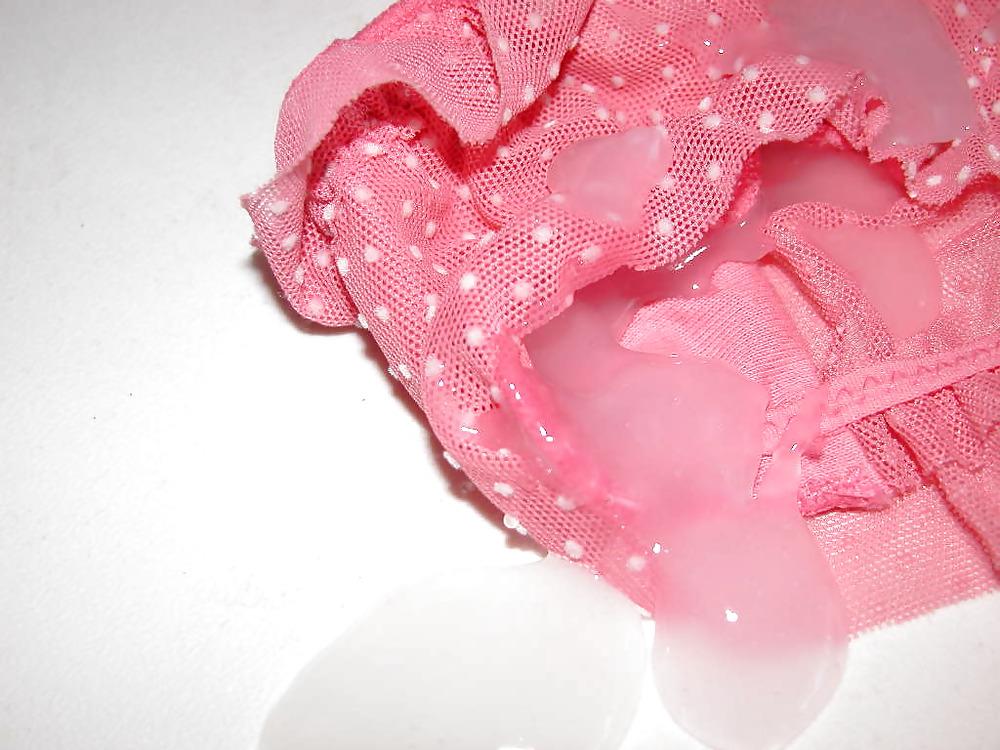 14P Sperm on pink lace panties