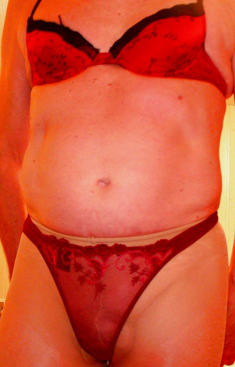 17P Red suspenders and stockings