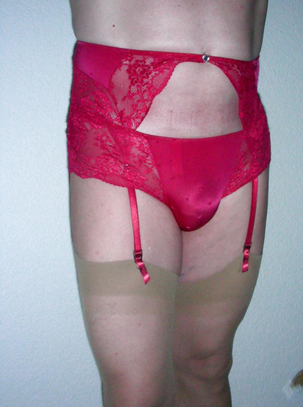 17P Red suspenders and stockings