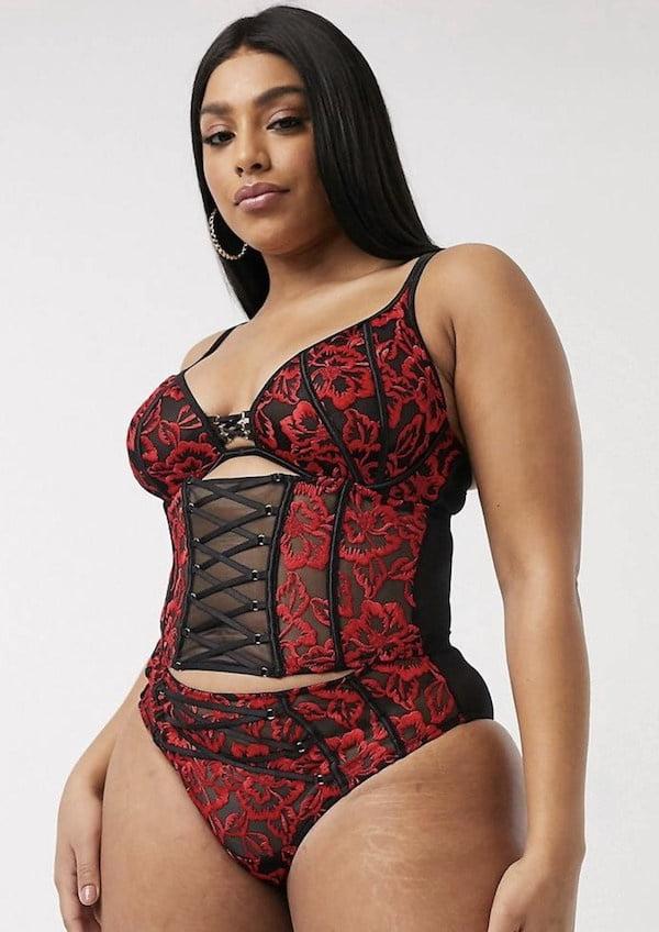 25P Plus Size Red Lingerie