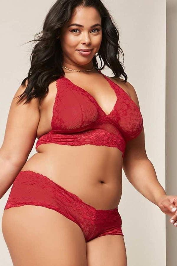 25P Plus Size Red Lingerie