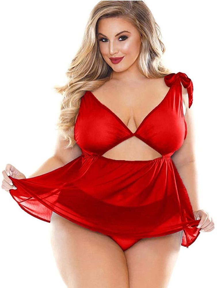 25P Plus Size Red Lingerie