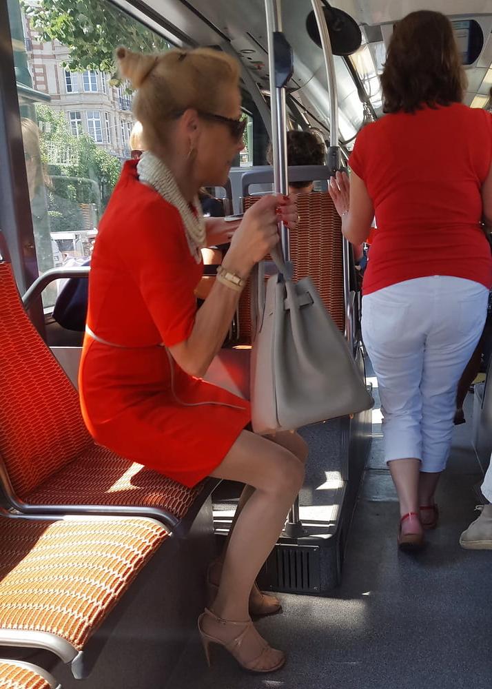22P pantyhose in public 2