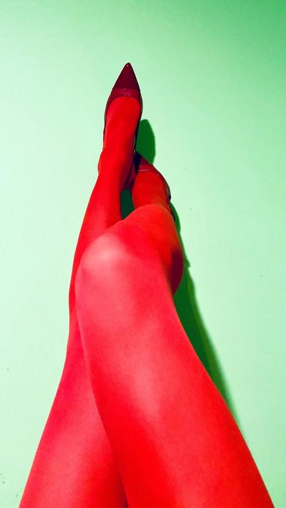13P My red nylon-heels