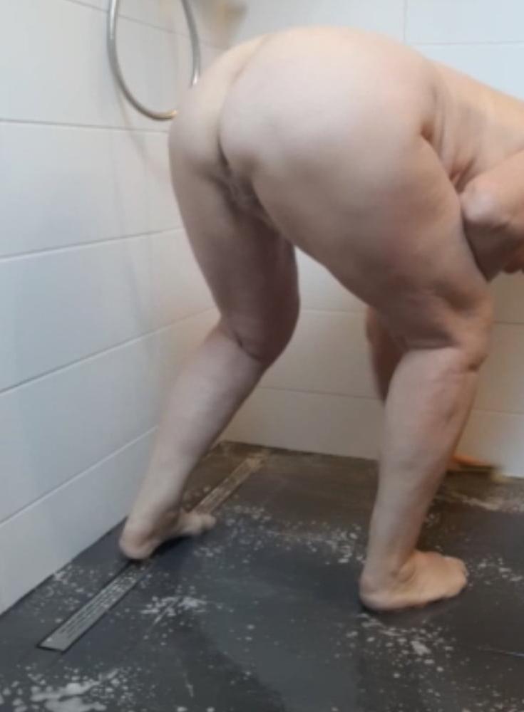 15P My 68 y wife, cleaning the shower
