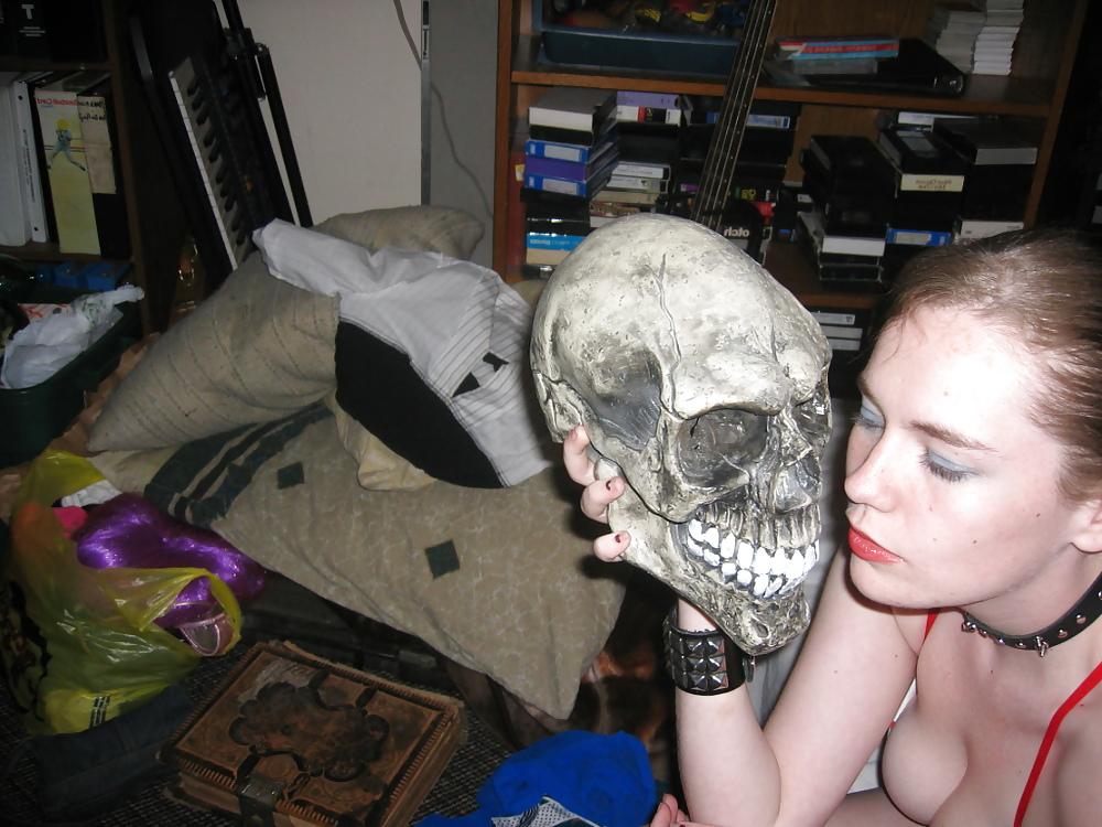 15P Weird Girl with a skull! 