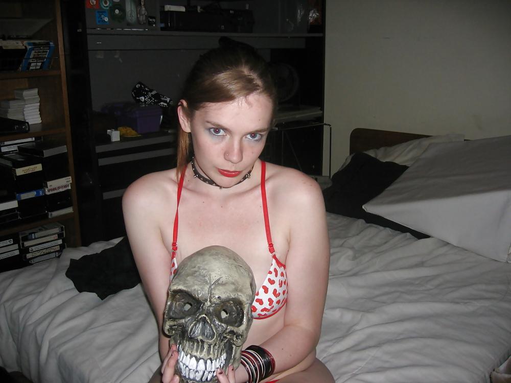15P Weird Girl with a skull! 