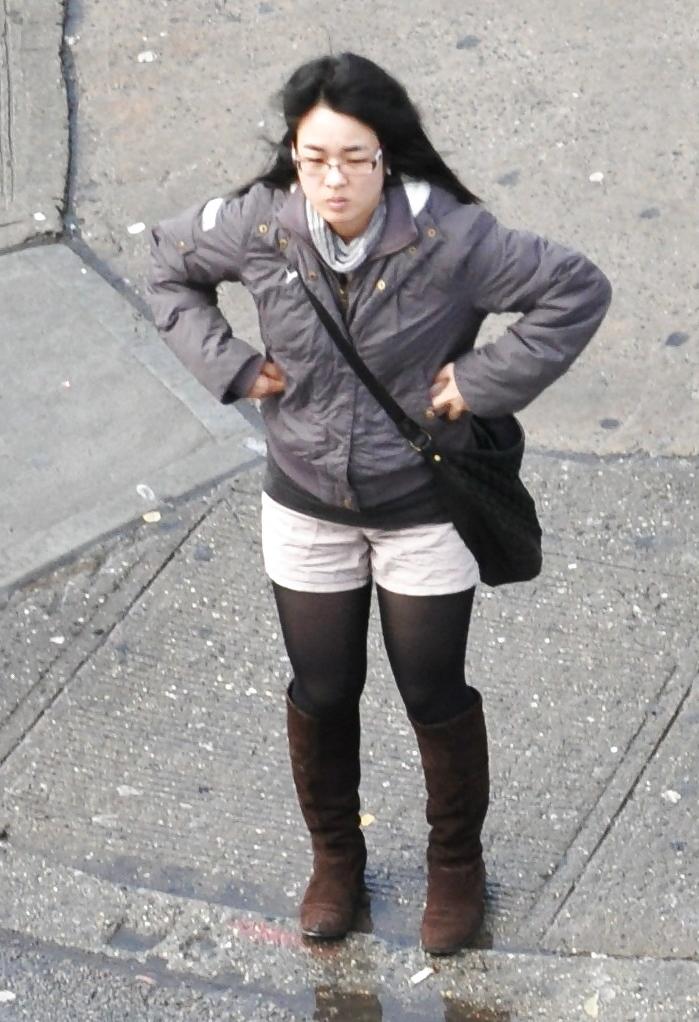 9P Harlem Girls in the Heat New York Asian Shorts and Boots