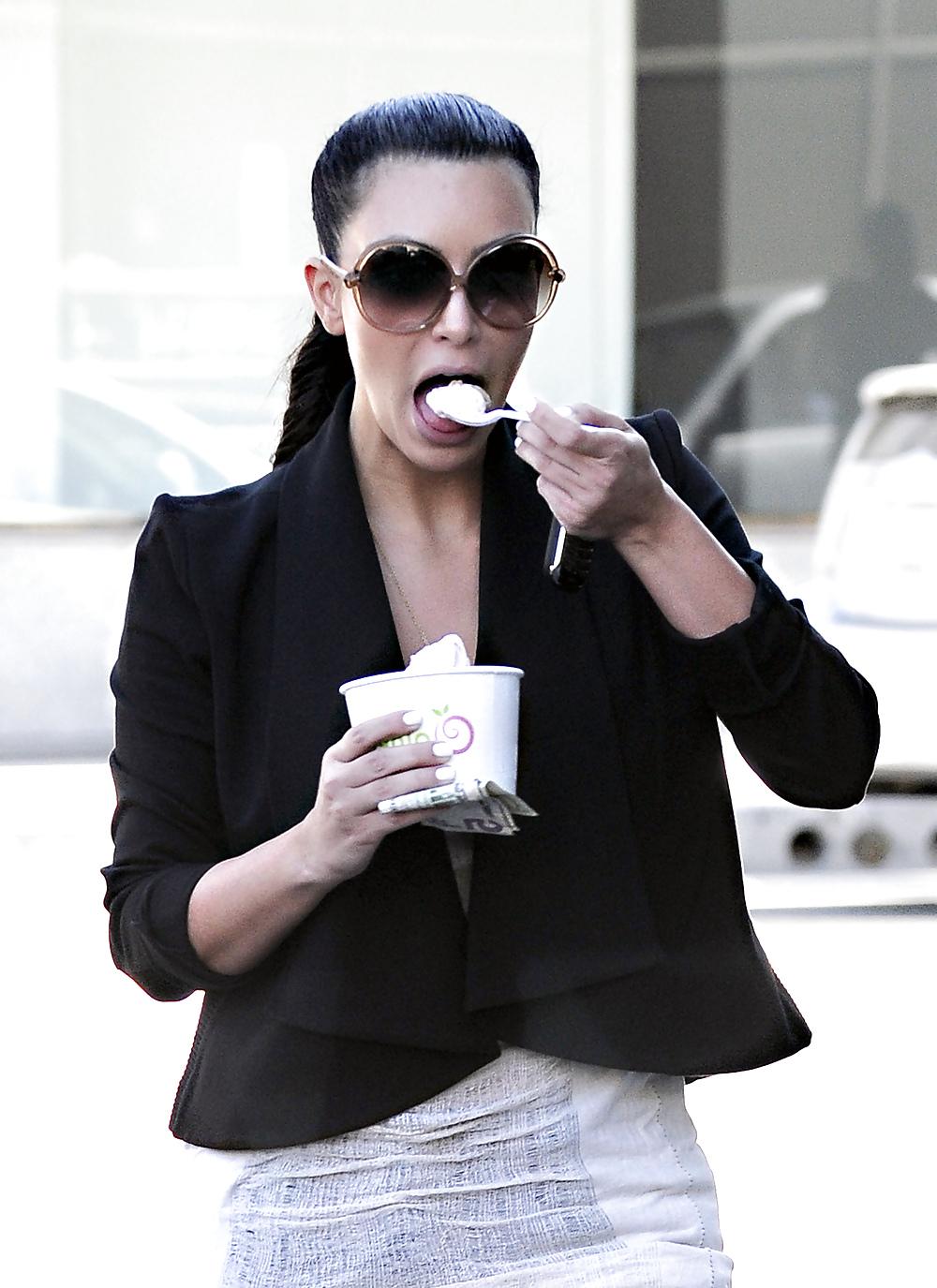 16P Kim Kardashian cleavy in black headed to Katsuya Restaurant