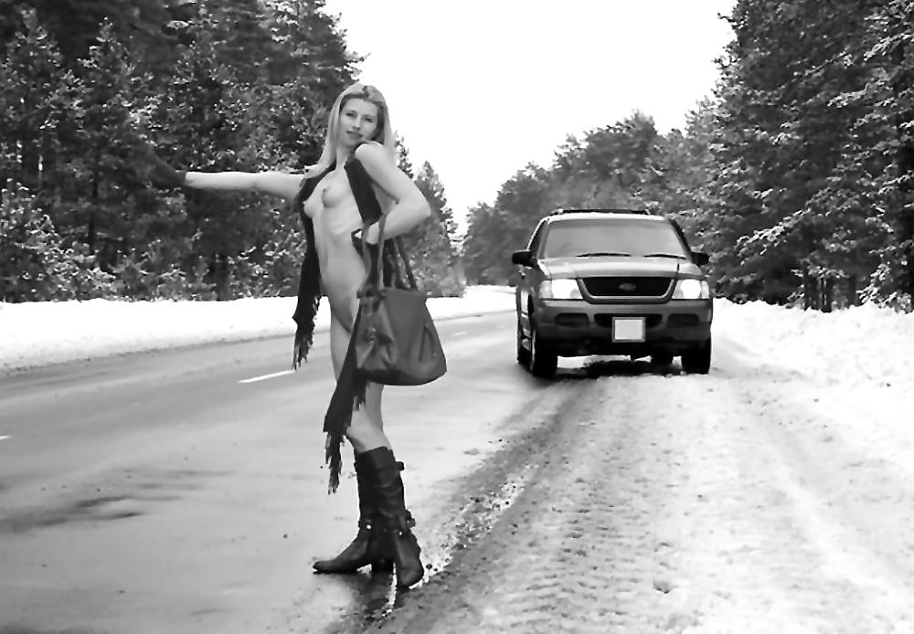 25P Nude Hitchhiker: Would you pick her up?