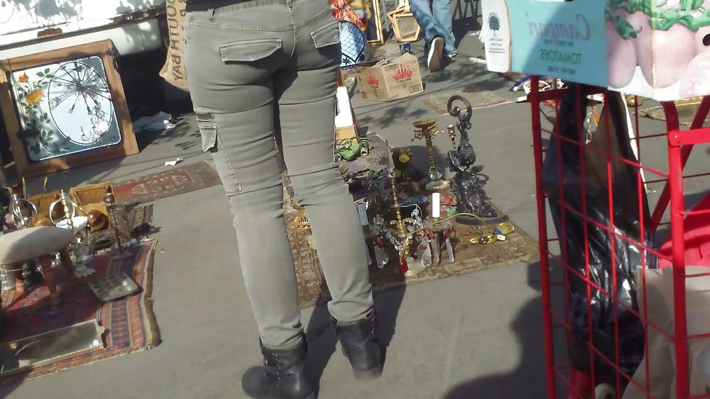 25P Nice tight sexy butt & butt in grey jeans
