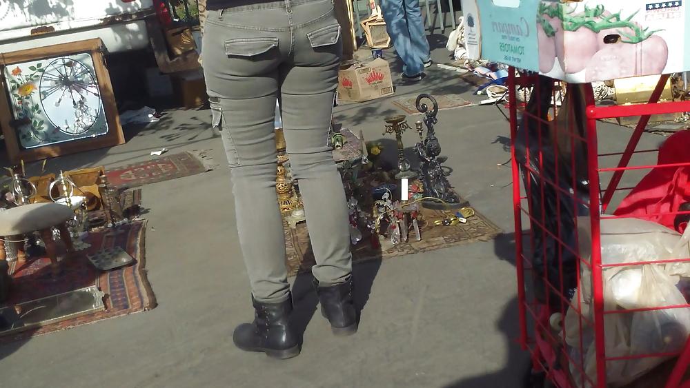 25P Nice tight sexy butt & butt in grey jeans