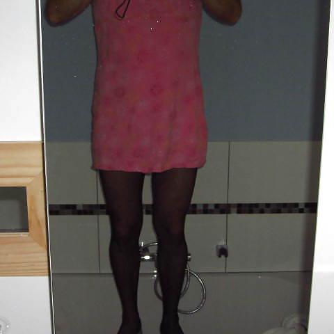 22P First time xdressing and cock close up with cum