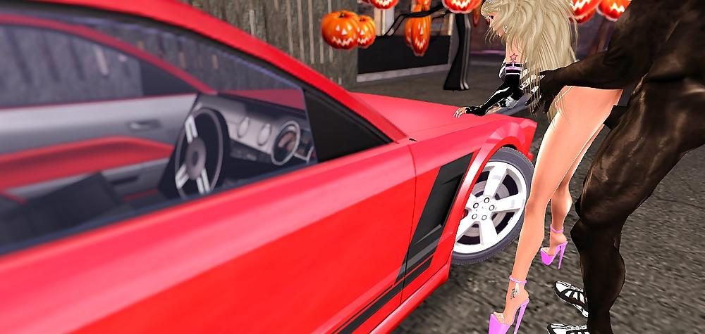 25P Blond German Barbie Fucks Giant Black Cock On Car In Public