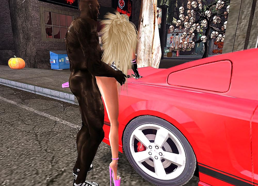 25P Blond German Barbie Fucks Giant Black Cock On Car In Public