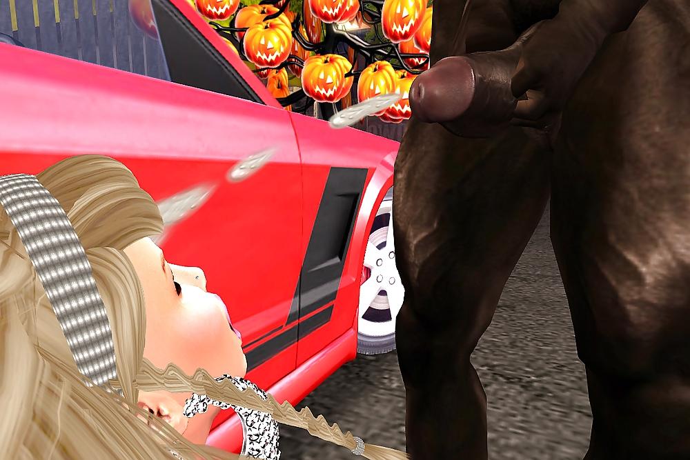 25P Blond German Barbie Fucks Giant Black Cock On Car In Public