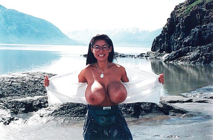 7P Huge-titted asian girl showing them off in Alaska