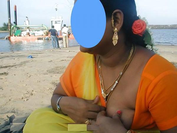 4P Indian aunty at beach