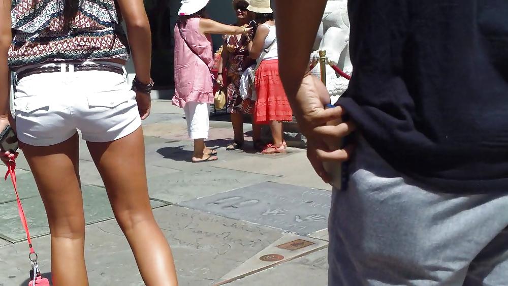 25P Sexy French teen ass & butt in white shorts 