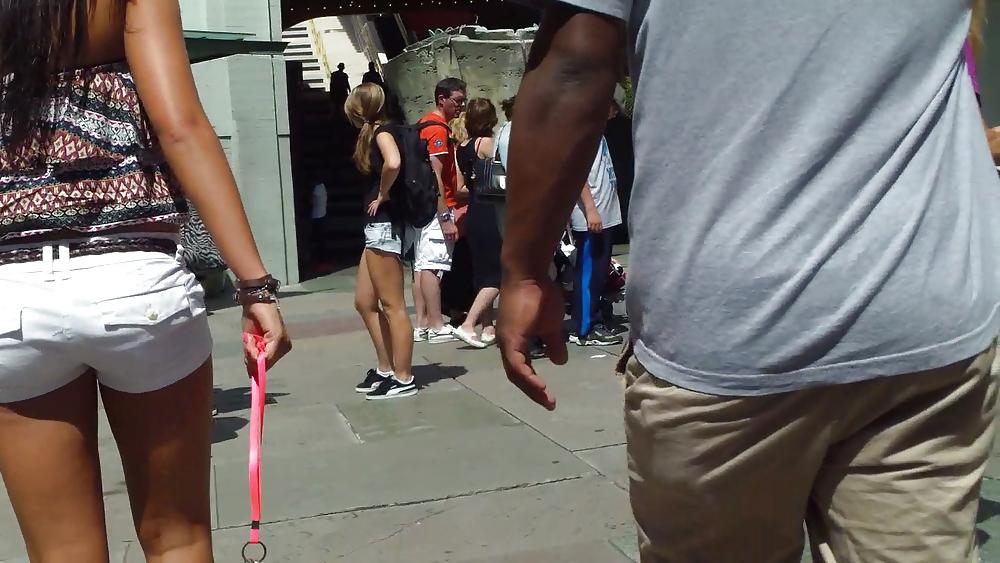 25P Sexy French teen ass & butt in white shorts 