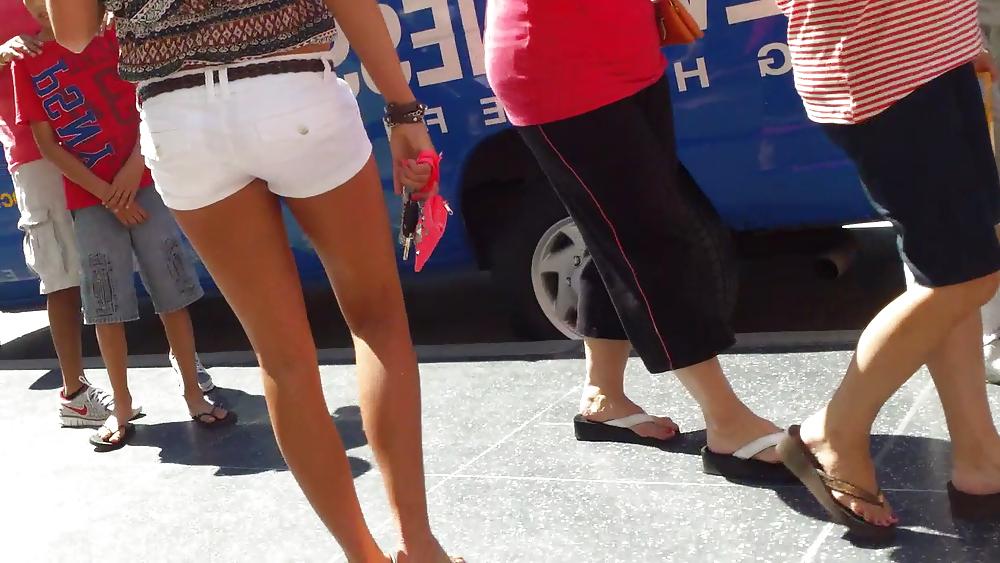 25P Sexy French teen ass & butt in white shorts 