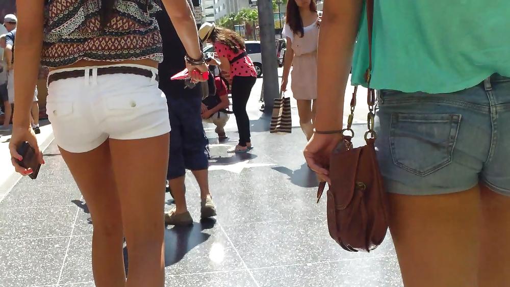 25P Sexy French teen ass & butt in white shorts 