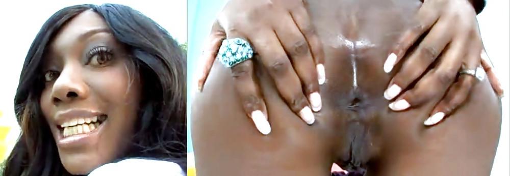 12P Ebony milf spreading her ass