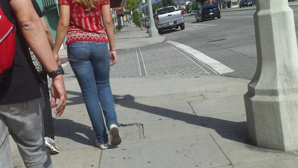 25P Teen ass & butt in jean shorts shopping