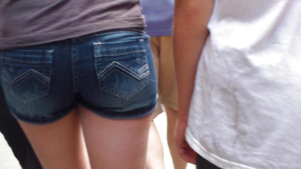 21P Her butt & ass in tight jean shorts 