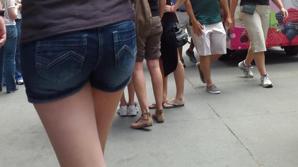 21P Her butt & ass in tight jean shorts 