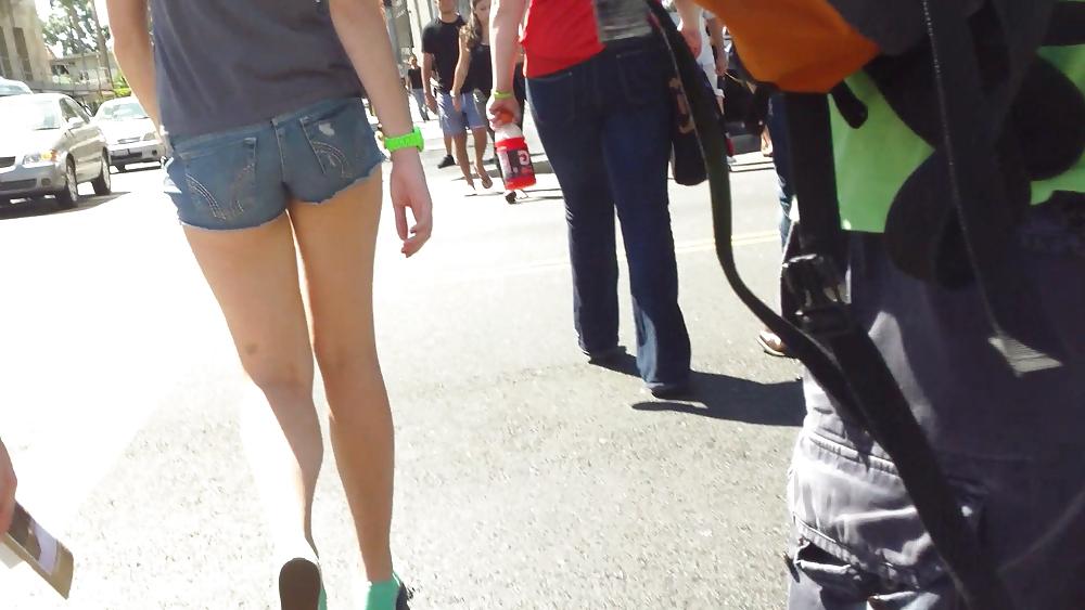 25P Nice teen ass & butt in jean shorts