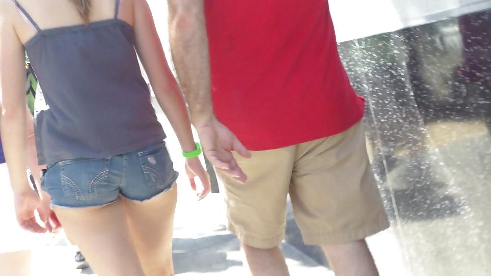 25P Nice teen ass & butt in jean shorts