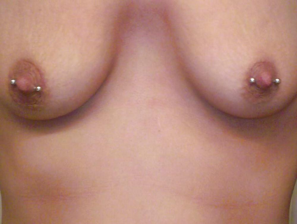 13P Brunette MILF With Pierced Nipples