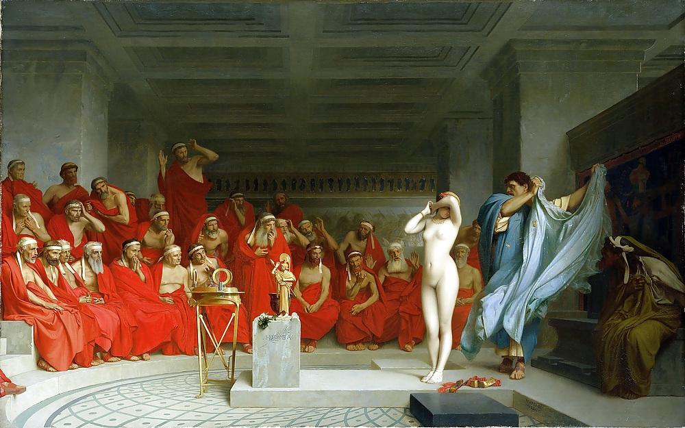 12P Paintings with clothed male and nude female (CMNF)