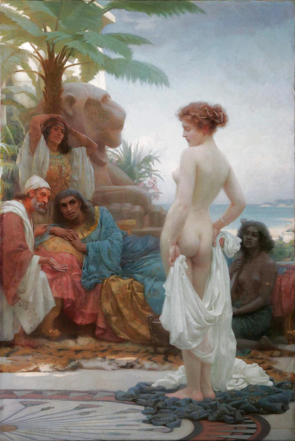 12P Paintings with clothed male and nude female (CMNF)