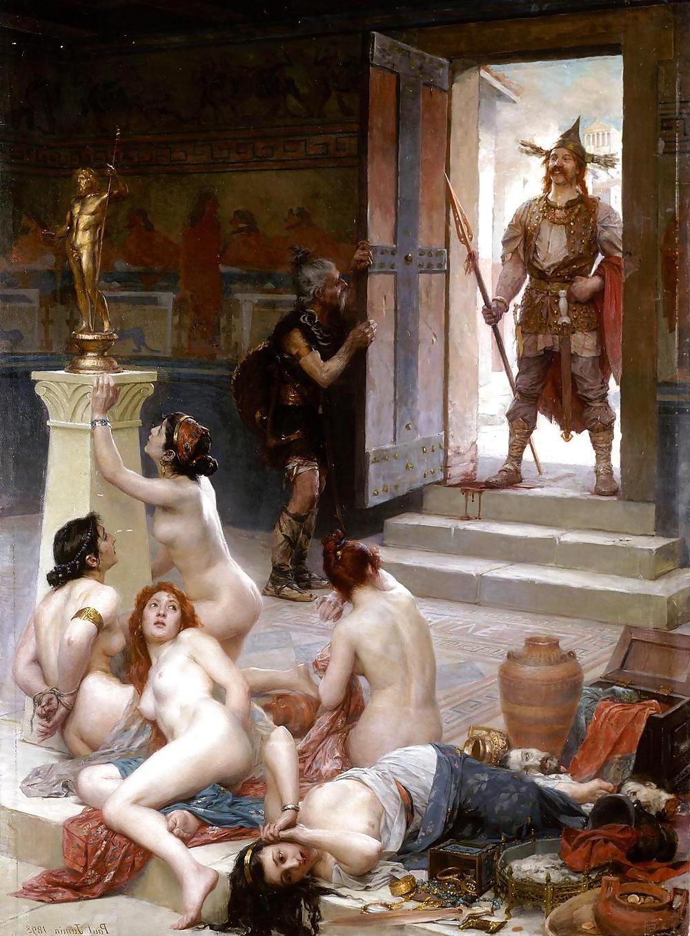 12P Paintings with clothed male and nude female (CMNF)