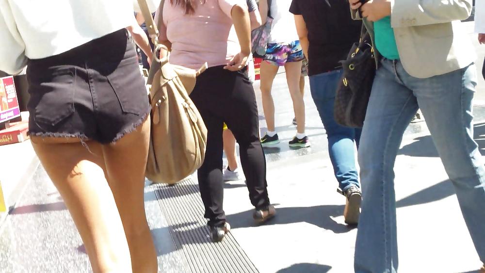 25P French teen ass & butt in peekaboo shorts