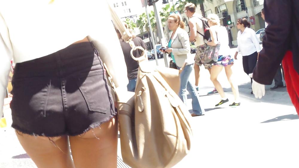 25P French teen ass & butt in peekaboo shorts