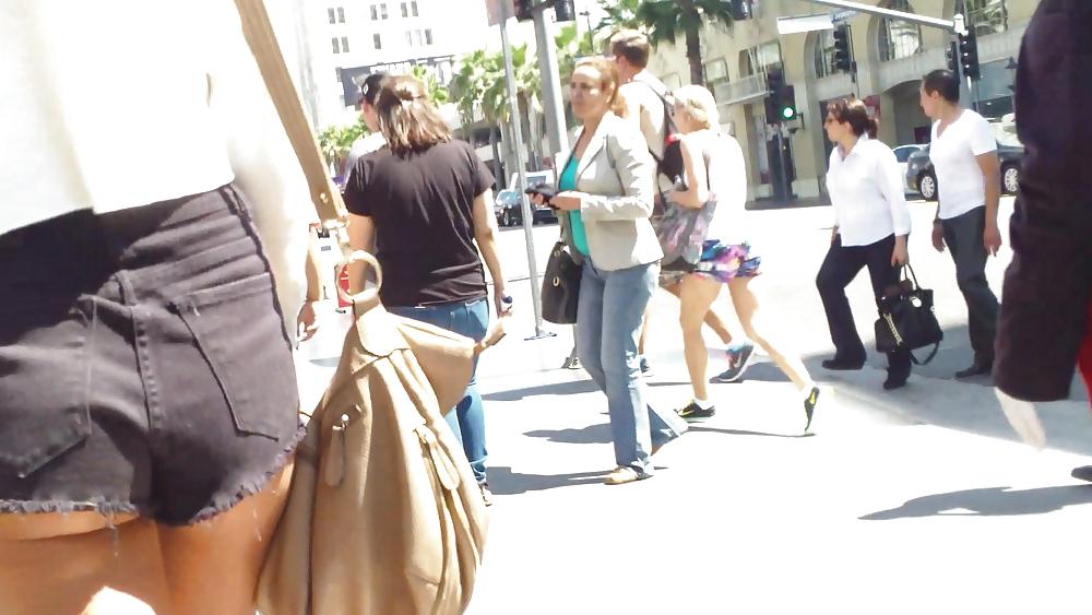 25P French teen ass & butt in peekaboo shorts