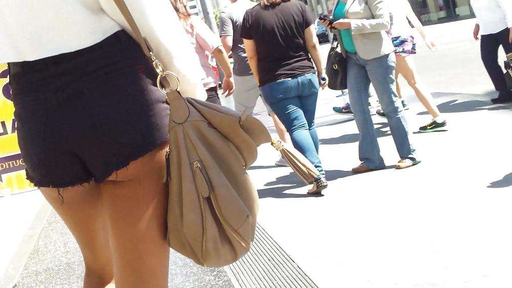 25P French teen ass & butt in peekaboo shorts