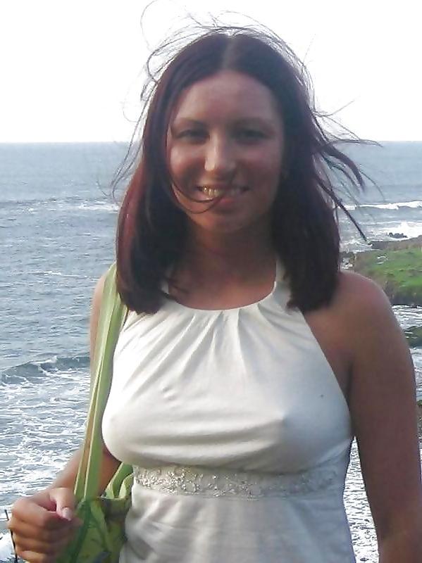 25P Erected nipples through blouse ....