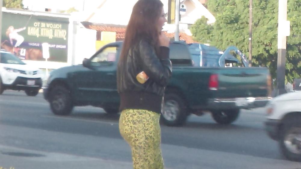 25P Teen street corner girl butt & ass in tights