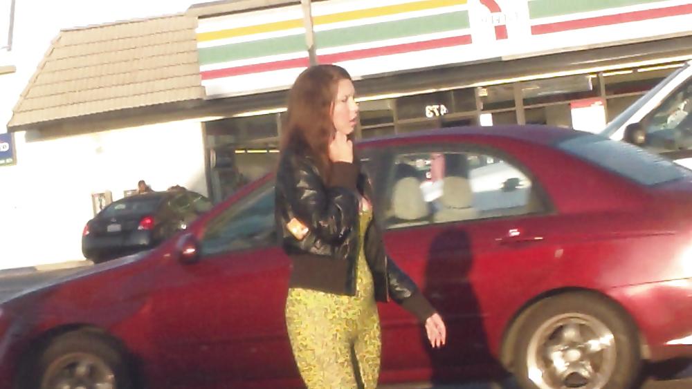 25P Teen street corner girl butt & ass in tights