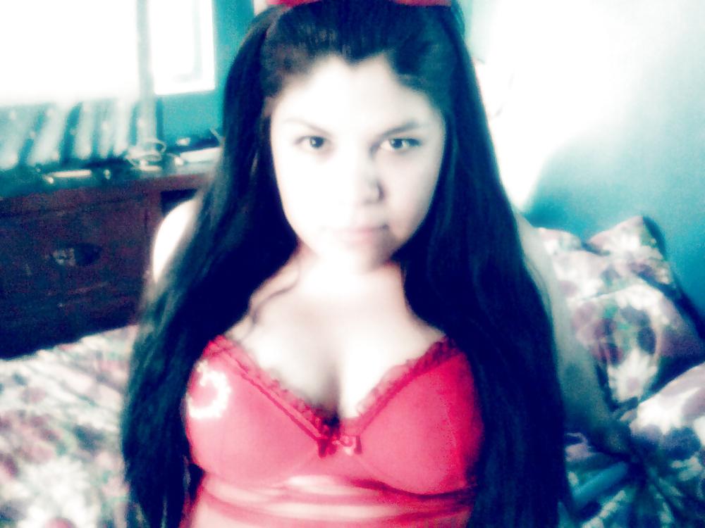 25P Cute BBW Adriana in red lingerie